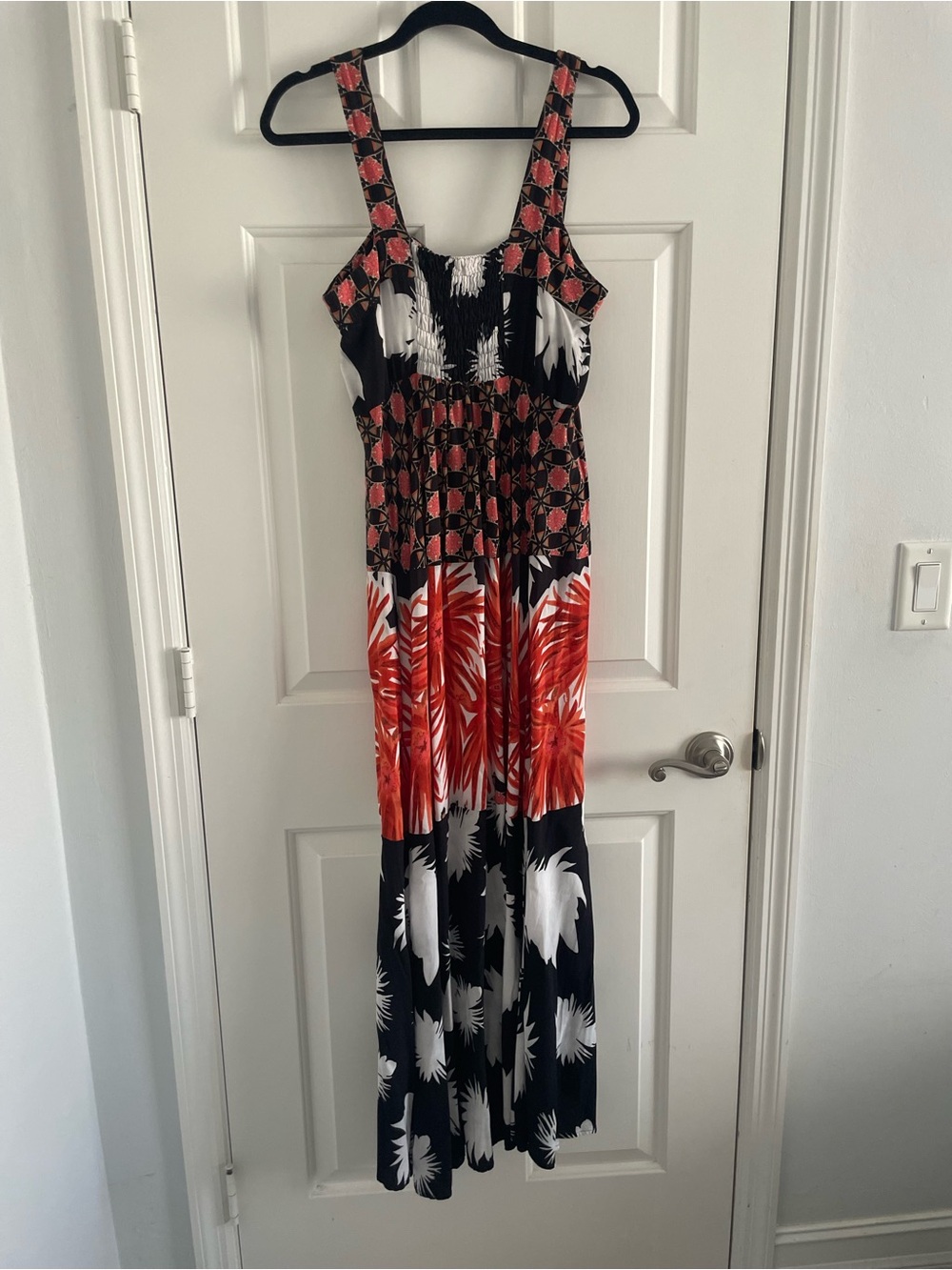 MSK Black Maxi Dress with Red & White Floral Accents
